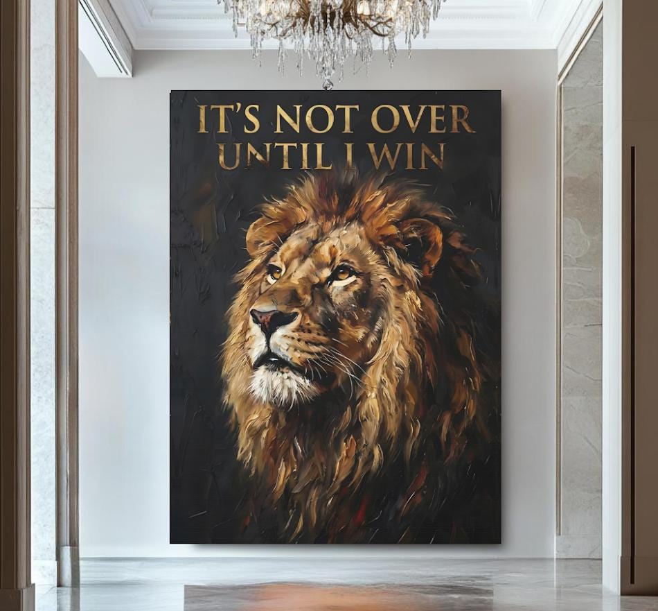 Motivational Lion Wall Art | Success Canvas | Entrepreneur Office Decor — Framed Print wall art