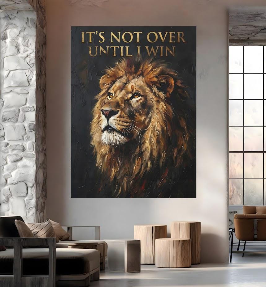 Motivational Lion Wall Art | Success Canvas | Entrepreneur Office Decor — Framed Print wall art