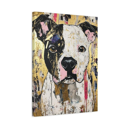 Modern American Pitbull Wall Art, Colorful Pop Art Dog Print, Unique Bully Mom Gift or Bachelor Pad Decor — Canvas wall art