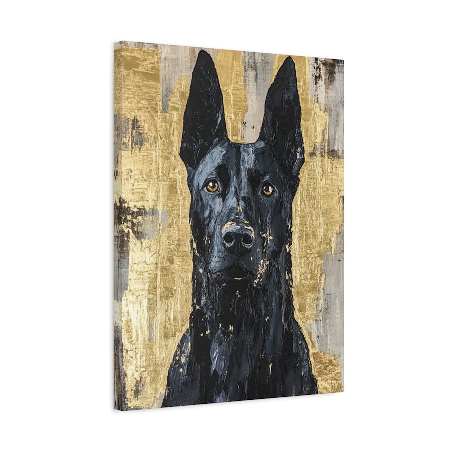 Black German Shepherd | Dog Art Print | Canvas or Poster | Modern Pet Portrait Belgian Malinois Painting — Canvas wall art