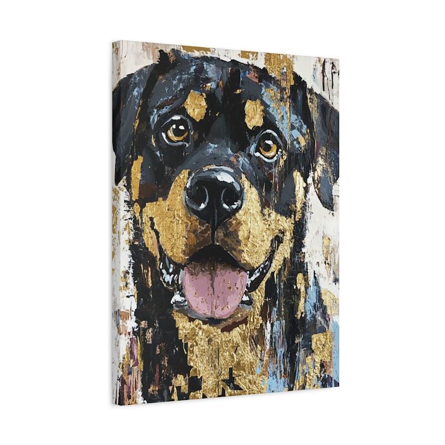 Modern Rottweiler Canvas Art , Abstract Dog Portrait for Masculine Office or Rotty Dad Gift — Canvas wall art
