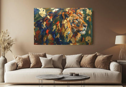 Lion of Judah Gold Foil Art | Abstract Christian Canvas Print — Framed Print wall art