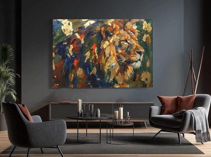 Lion of Judah Gold Foil Art | Abstract Christian Canvas Print — Framed Print wall art