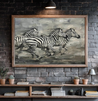 Zebra Canvas Print | Modern Safari Animal Wall Art — Framed Print wall art