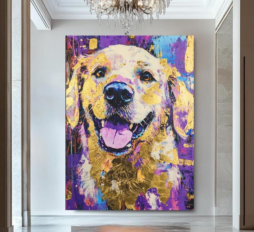 Golden Retriever Wall Art | Colorful Abstract Dog Print | Veterinary Office Decor | Custom Pet Painting — Poster wall art