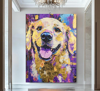 Golden Retriever Wall Art | Colorful Abstract Dog Print | Veterinary Office Decor | Custom Pet Painting — Poster wall art