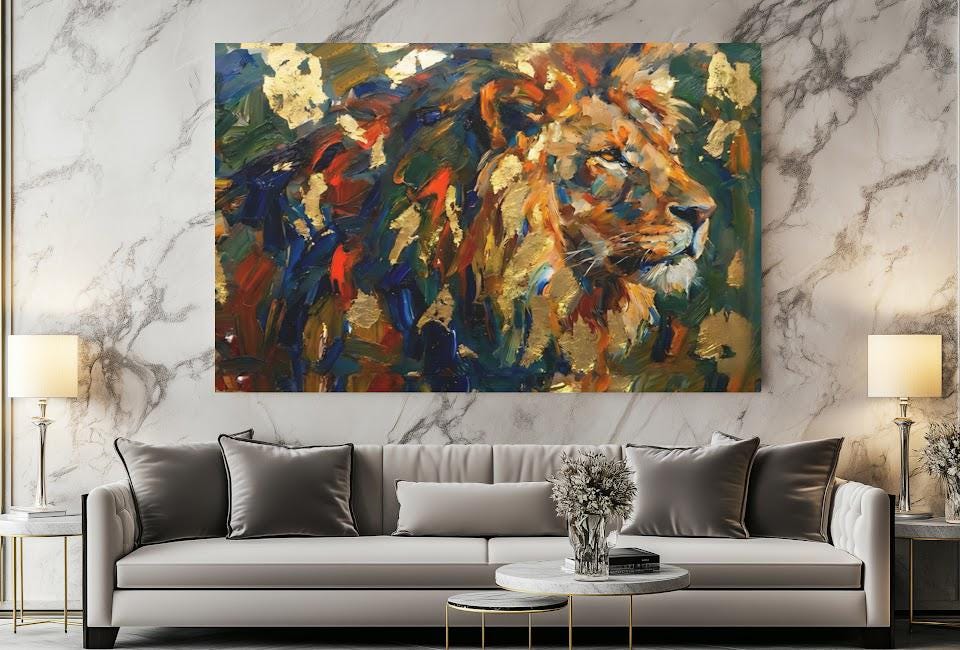 Lion of Judah Gold Foil Art | Abstract Christian Canvas Print — Poster wall art