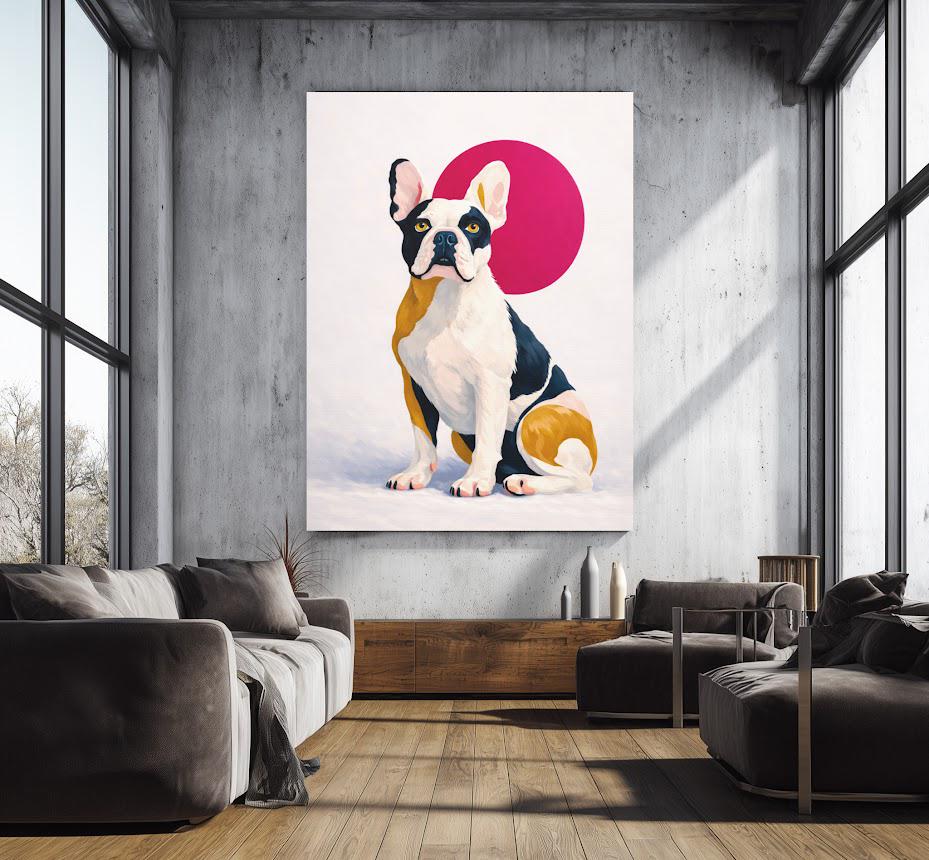 French Bulldog Canvas Print | Bold Modern Dog Art | Puppy Portrait Poster — Framed Print wall art