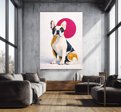 French Bulldog Canvas Print | Bold Modern Dog Art | Puppy Portrait Poster — Framed Print wall art