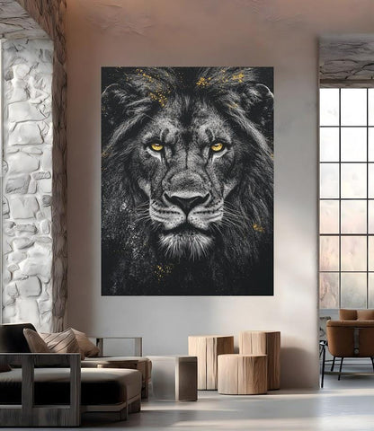 Black & White Lion Art | Canvas or Poster | Luxury Animal Portrait | King of the Jungle Print | Masculine Gift for Him |