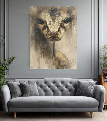 Cobra Wall Art, Dark Reptile Poster Print For Gothic Room Decor — Framed Print wall art