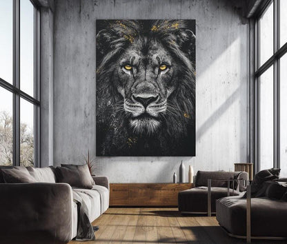Black & White Lion Art | Canvas or Poster | Luxury Animal Portrait | King of the Jungle Print | Masculine Gift for Him |