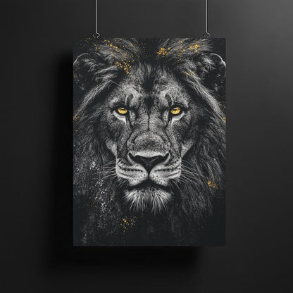 Black & White Lion Art | Canvas or Poster | Luxury Animal Portrait | King of the Jungle Print | Masculine Gift for Him |