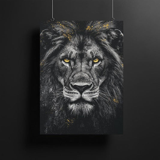 Black & White Lion Art | Canvas or Poster | Luxury Animal Portrait | King of the Jungle Print | Masculine Gift for Him |