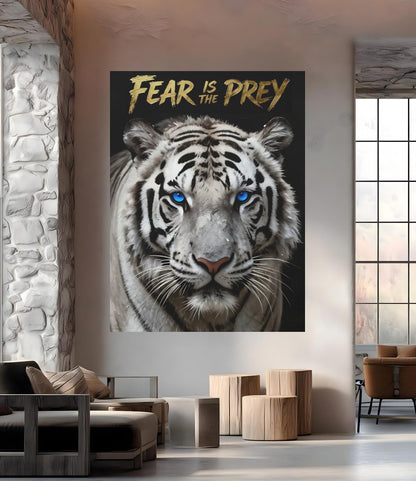 White Tiger Canvas Art | Motivational Quote, Modern Office Decor — Framed Print wall art