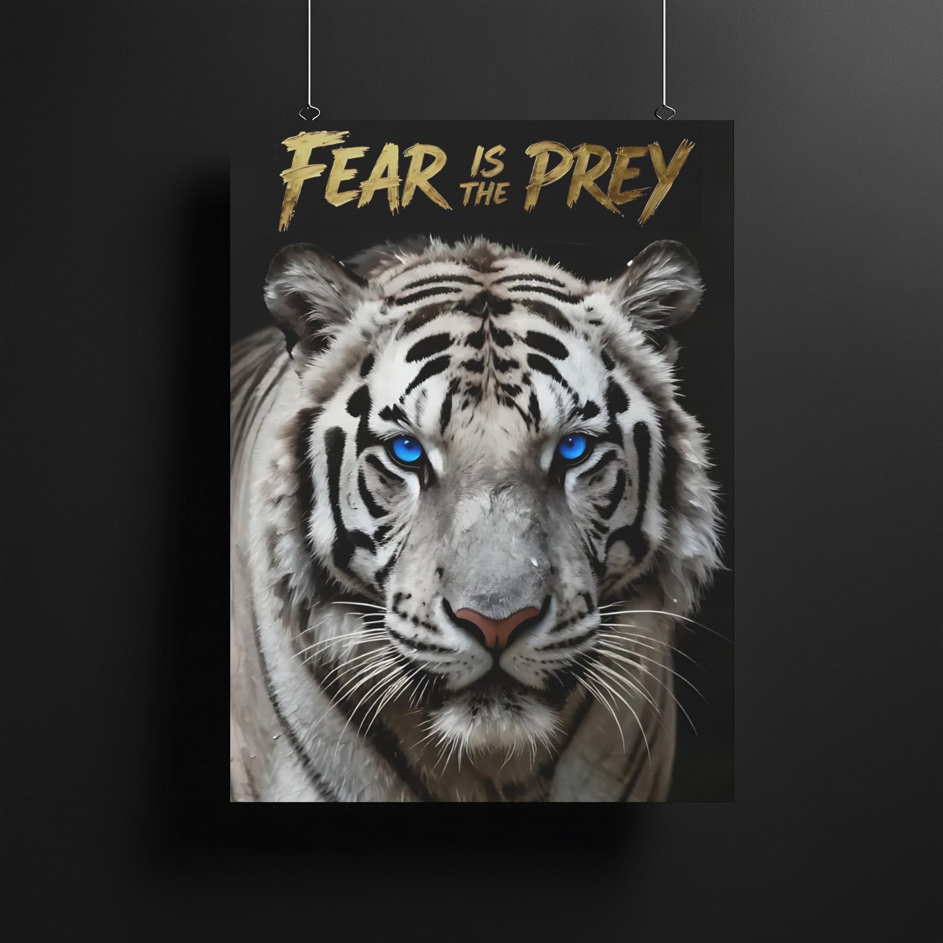 White Tiger Canvas Art | Motivational Quote, Modern Office Decor — Framed Print wall art