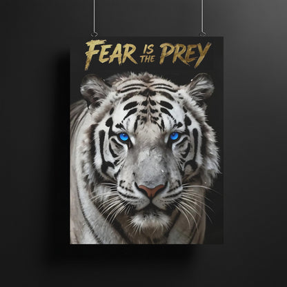 White Tiger Canvas Art | Motivational Quote, Modern Office Decor — Framed Print wall art