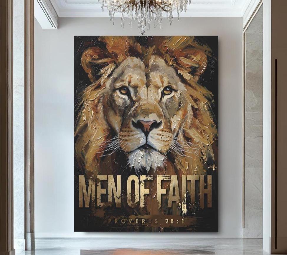 Lion of Faith Canvas Print | Christian Wall Art | Bible Verse Print | Jesus Painting — Poster wall art