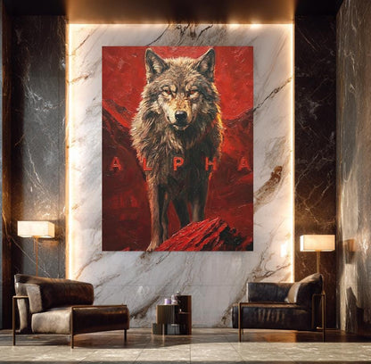 Alpha Wolf Wall Art | Masculine Canvas | Man Cave Decor — Framed Print wall art