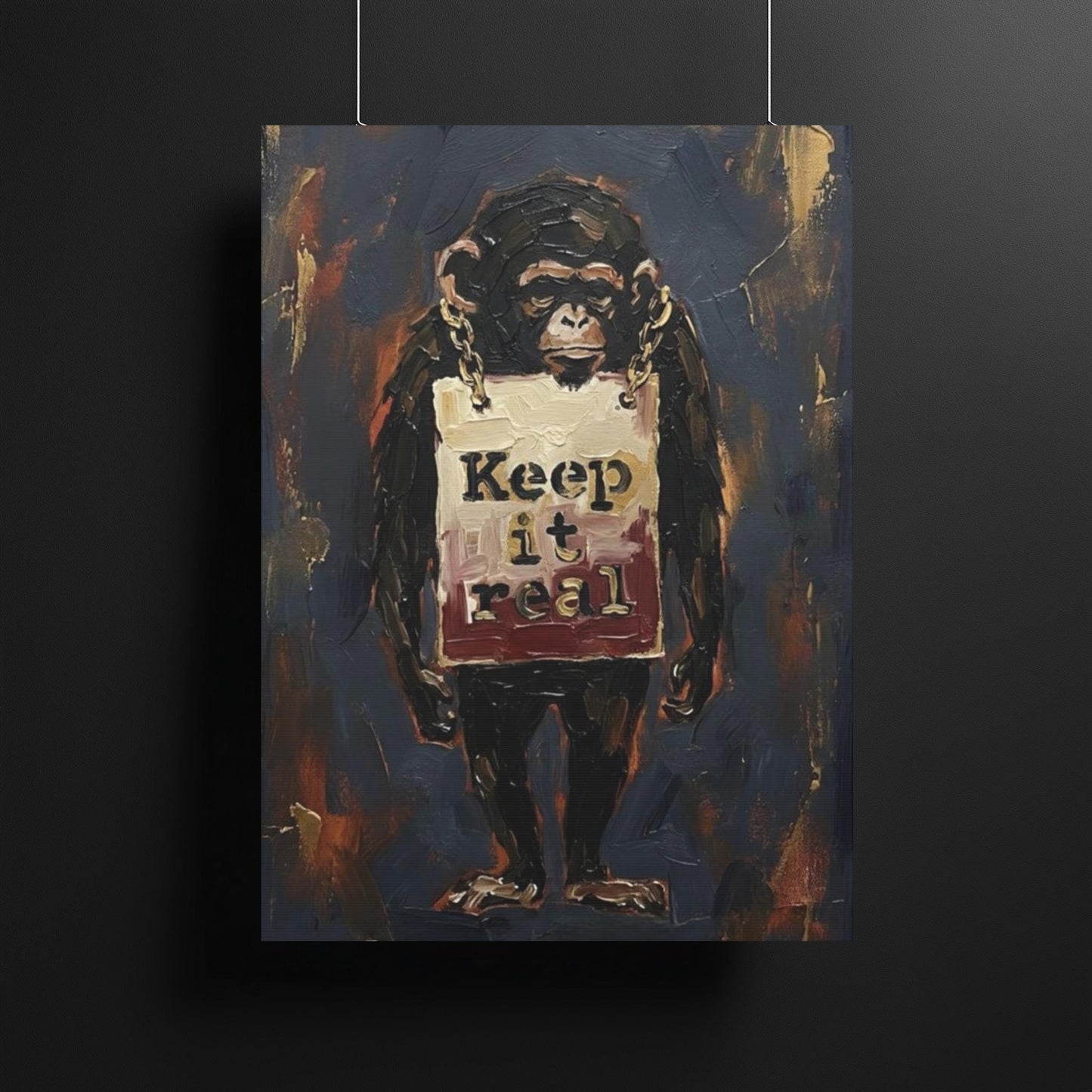 Urban Chimp Canvas Print | "Keep it Real" Graffiti Art — Framed Print wall art