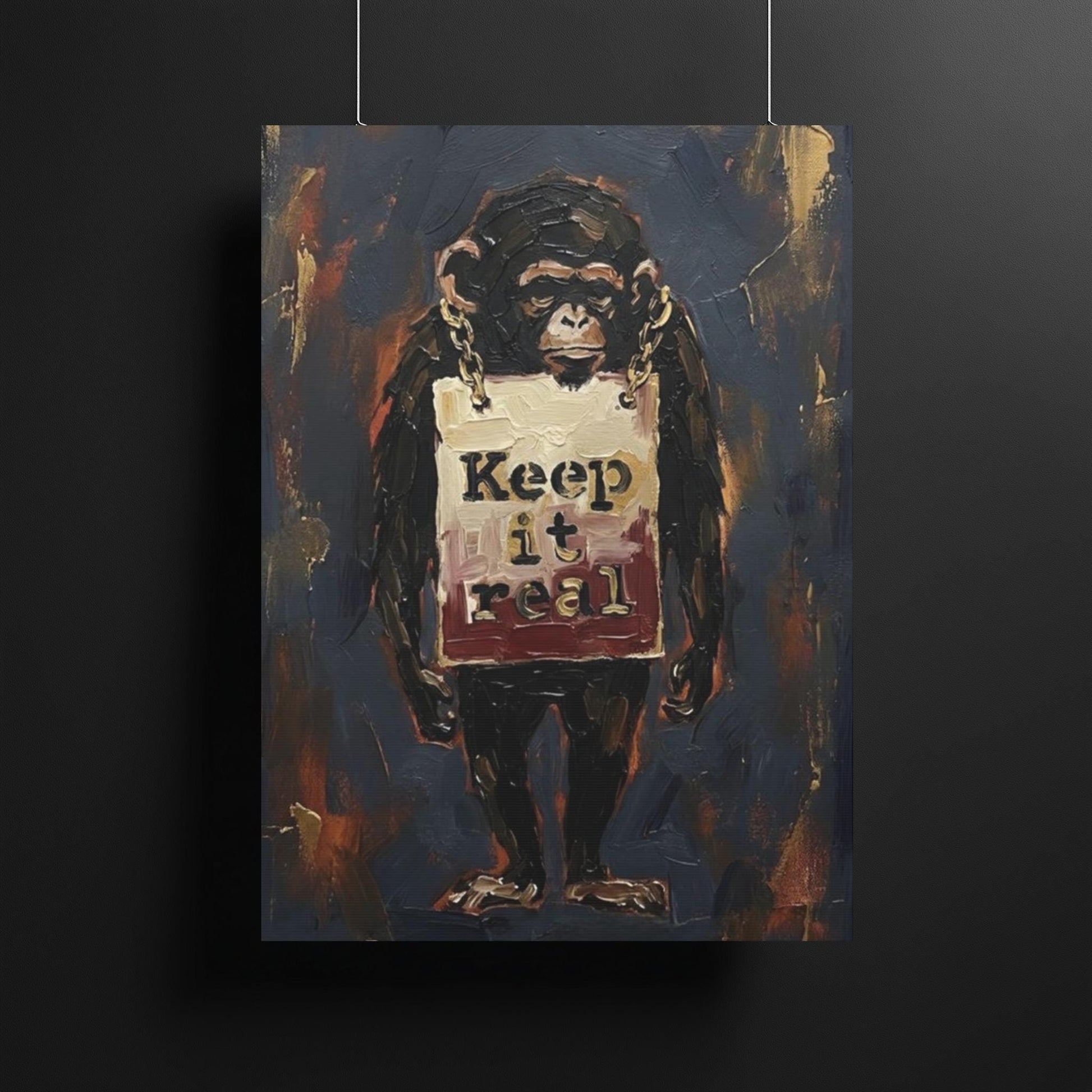 Urban Chimp Canvas Print | "Keep it Real" Graffiti Art — Framed Print wall art