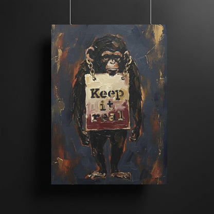 Urban Chimp Canvas Print | "Keep it Real" Graffiti Art — Framed Print wall art