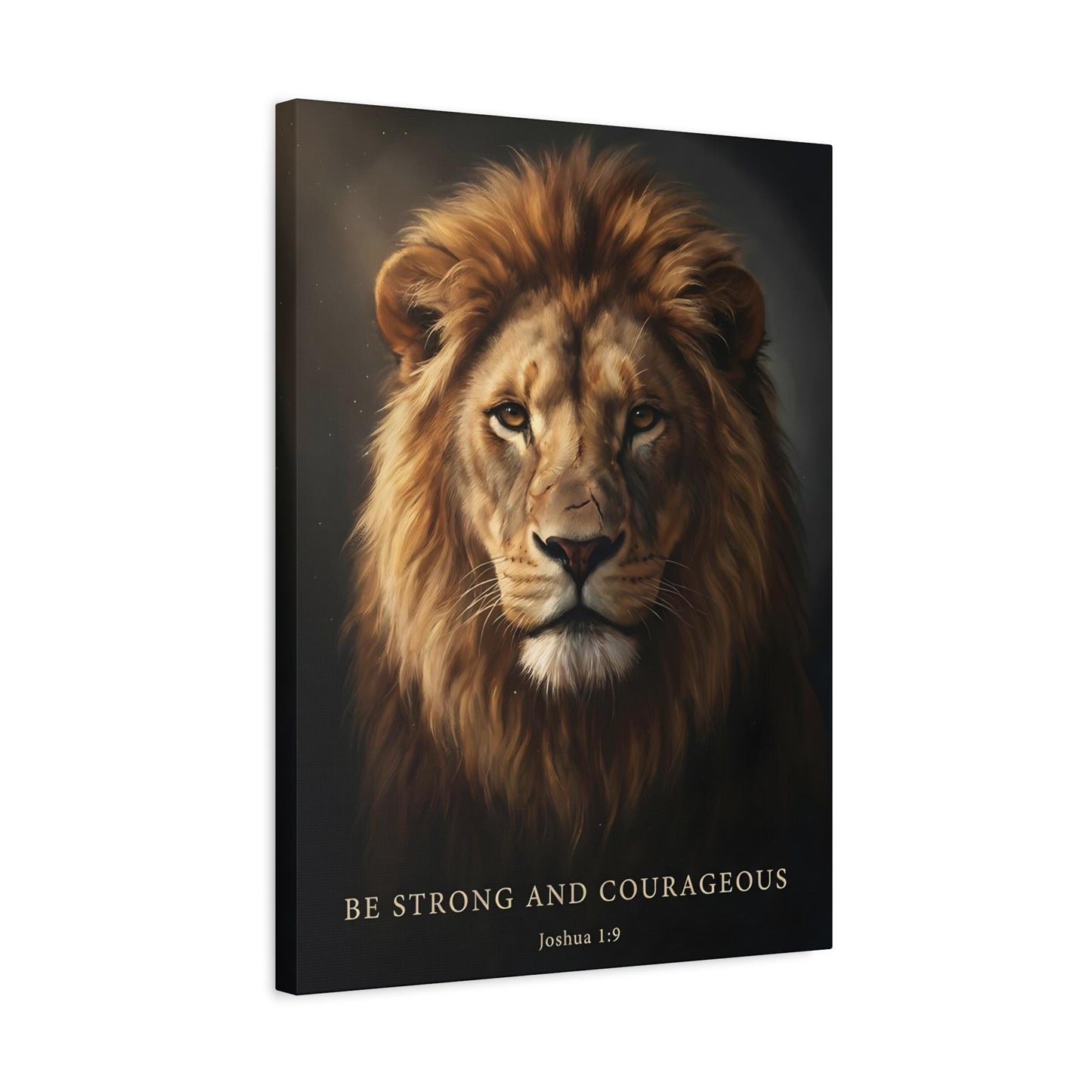 Lion of Judah Canvas Wall Art | Bible Verse Scripture Print | Christian Religious Gift for Men | Be Strong and Courageous |