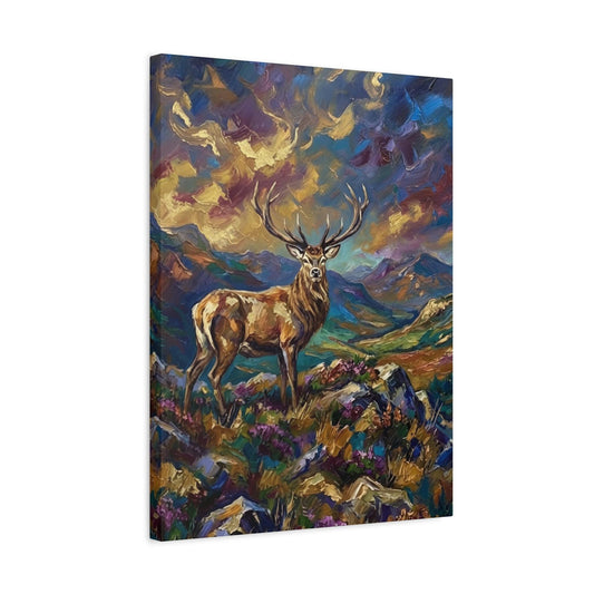 Highlands Stag Canvas Art | Scottish Landscape Lodge Decor — Canvas wall art