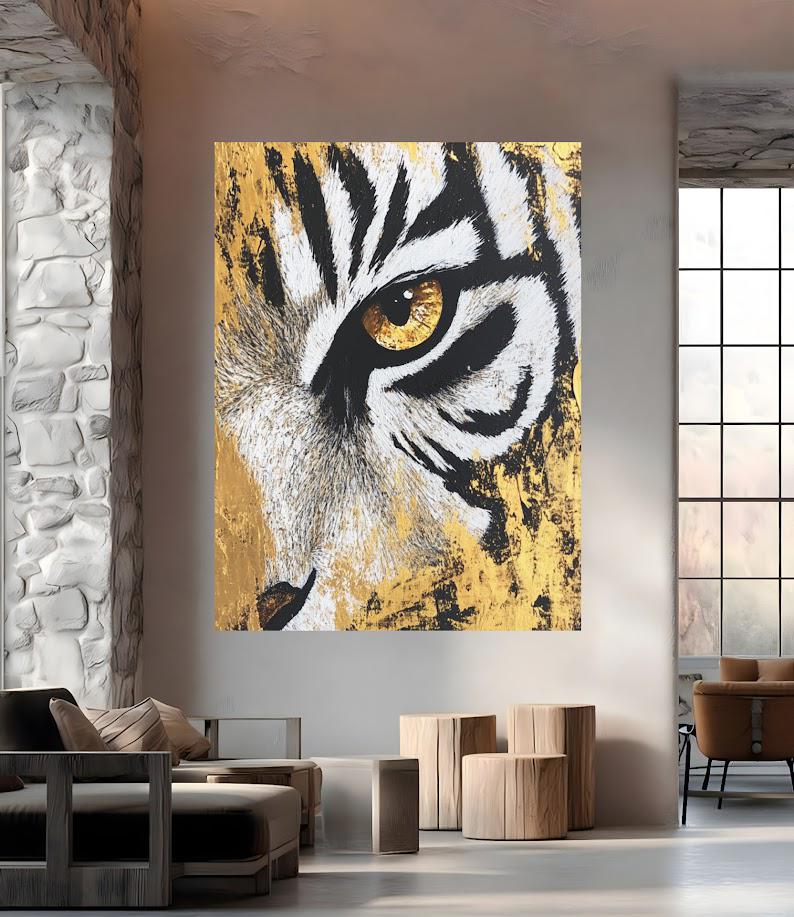 Gold & Black Tiger Eye Canvas Art | Motivational Office Decor — Poster wall art