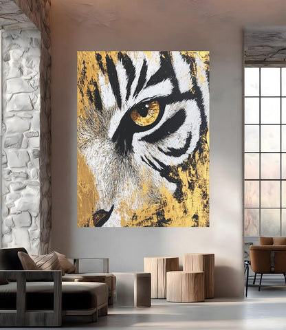 Gold & Black Tiger Eye Canvas Art | Motivational Office Decor — Poster wall art
