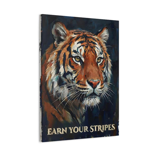Motivational Tiger Wall Art, Bold Wildlife Print for Man Cave — Canvas wall art