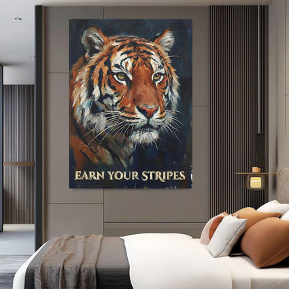 Motivational Tiger Wall Art, Bold Wildlife Print for Man Cave — Framed Print wall art