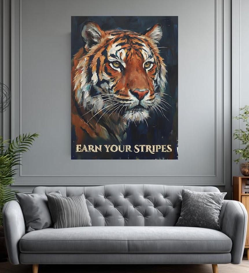 Motivational Tiger Wall Art, Bold Wildlife Print for Man Cave — Framed Print wall art