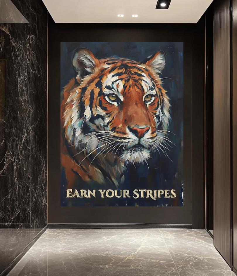 Motivational Tiger Wall Art, Bold Wildlife Print for Man Cave — Framed Print wall art