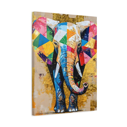 Geometric Elephant Canvas Print, Gold Accent Nursery Art — Canvas wall art