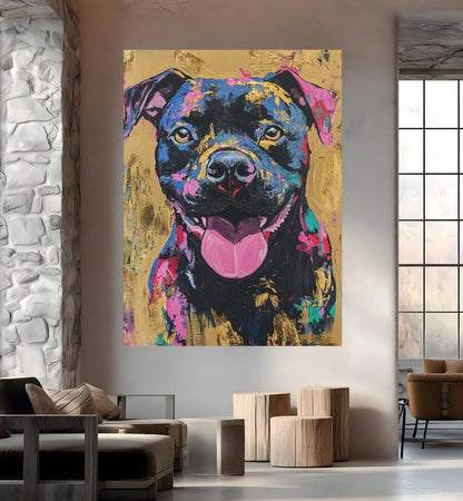 Colorful Pitbull Wall Art, Graffiti Pop Art Dog, American Bully Canvas or Poster, Pitbull Mom Gift — Framed Print wall art