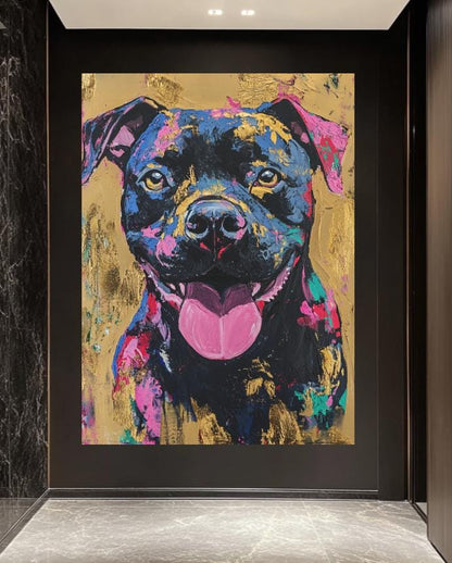 Colorful Pitbull Wall Art, Graffiti Pop Art Dog, American Bully Canvas or Poster, Pitbull Mom Gift — Framed Print wall art