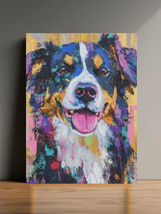 Australian Shepherd Art | Canvas or Poster | Colorful Pet Portrait | Dog Mom Gift | Custom Dog Painting | Animal Portraits —