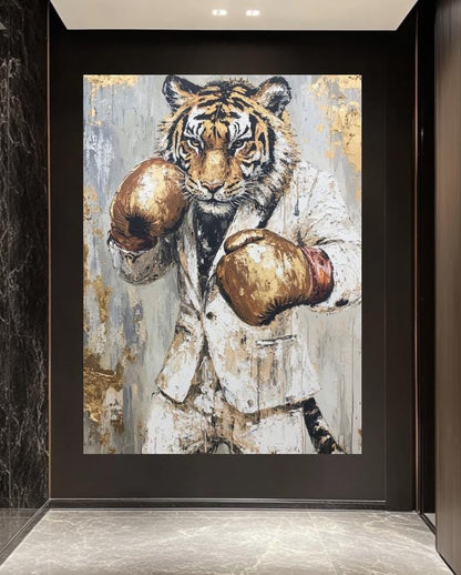 Boxing Tiger Wall Art | Motivational Gym Decor | Man Cave Canvas | Office Art For Men | Hustle Success Print — Canvas wall