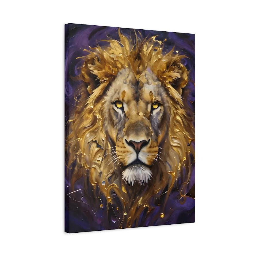Gold Lion Wall Art, Regal Safari Canvas Print or Poster for Masculine Office Decor — Canvas wall art