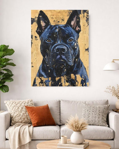 Cane Corso Wall Art | Custom Dog Painting | Dark Moody Luxury Decor | Masculine Office Gift | Guard Dog — Framed Print wall