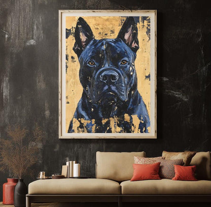 Cane Corso Wall Art | Custom Dog Painting | Dark Moody Luxury Decor | Masculine Office Gift | Guard Dog — Framed Print wall