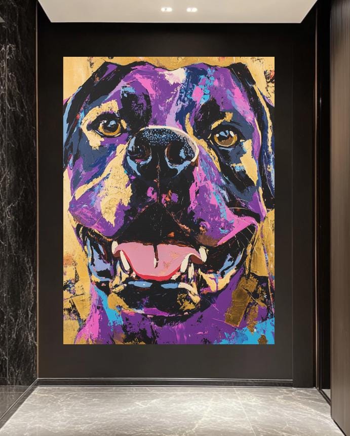Colorful Rottweiler Art | Pop Art Dog Print | Custom Pet Painting | Rottie Mom Gift | Happy Animal Portrait — Framed Print