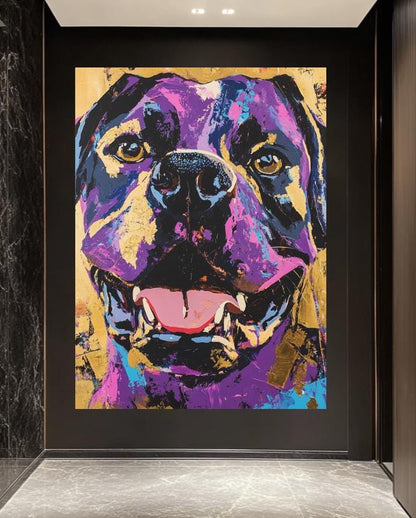Colorful Rottweiler Art | Pop Art Dog Print | Custom Pet Painting | Rottie Mom Gift | Happy Animal Portrait — Framed Print