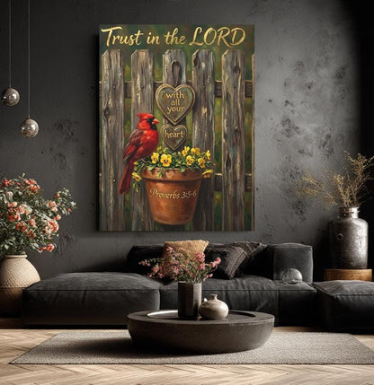 Cardinal Memorial Print | Proverbs 3:5-6 Bible Verse, Farmhouse Decor — Framed Print wall art