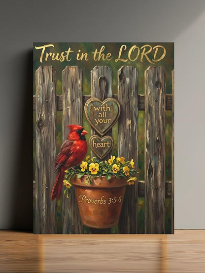 Cardinal Memorial Print | Proverbs 3:5-6 Bible Verse, Farmhouse Decor — Poster wall art