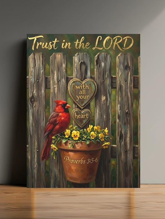 Cardinal Memorial Print | Proverbs 3:5-6 Bible Verse, Farmhouse Decor — Poster wall art