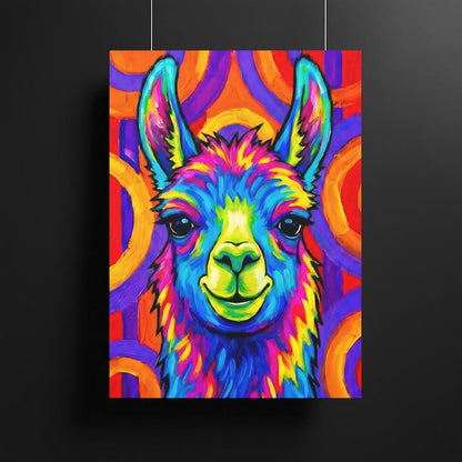 Colorful Llama Pop Art | Funky Nursery Canvas Print — Framed Print wall art