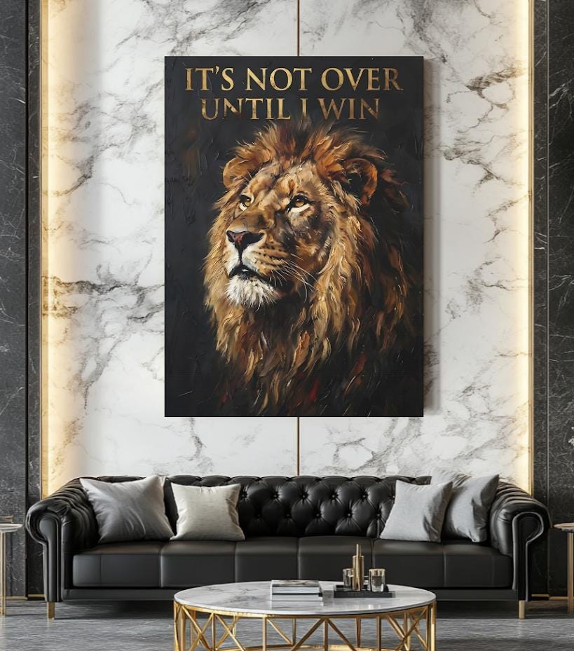 Motivational Lion Wall Art | Success Canvas | Entrepreneur Office Decor — Framed Print wall art