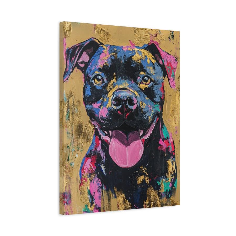 Colorful Pitbull Wall Art, Graffiti Pop Art Dog, American Bully Canvas or Poster, Pitbull Mom Gift — Canvas wall art
